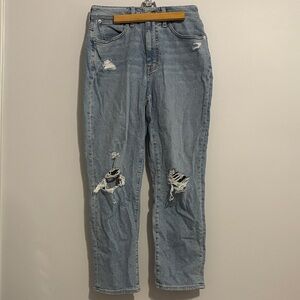 Madewell Light Blue Distressed Straight-Leg Jeans Curvy Mom Jean